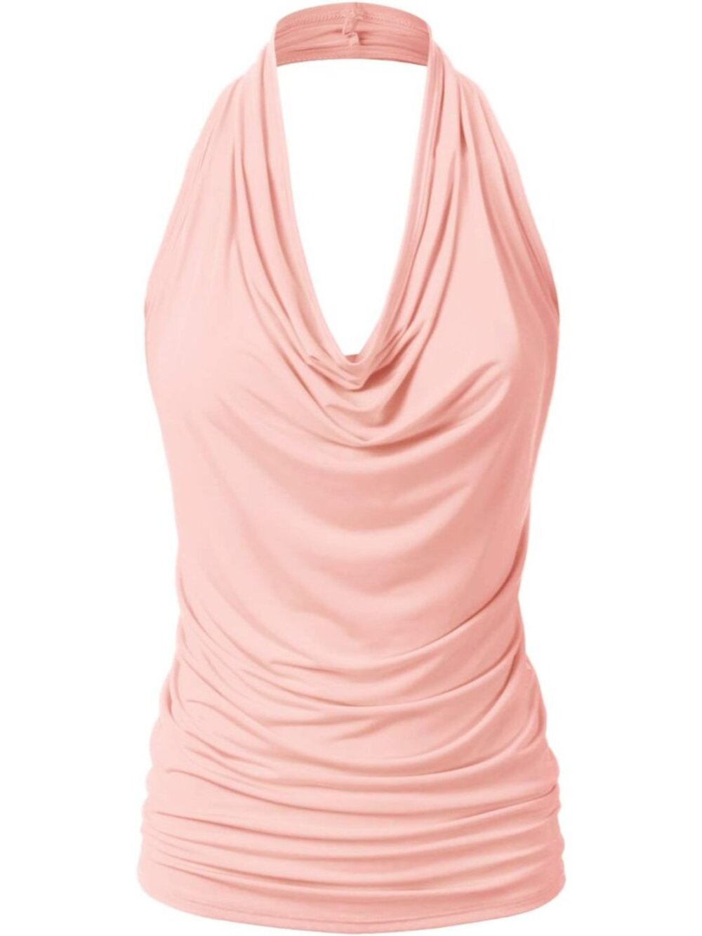 Women's Casual Halter Neck Draped Front Sexy Open Back Tank Top S-3XL
